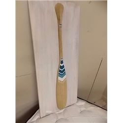 DECORATIVE HAND CRAFTED WOOD PADDLE ON PLAQUE