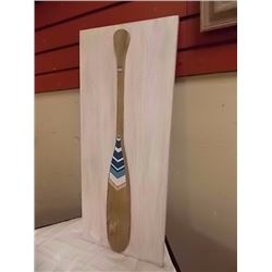 DECORATIVE HAND CRAFTED WOOD PADDLE ON PLAQUE