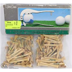 GOLF BALL MONOGRAMMER WITH TWO BAGS OF