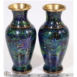SET OF 2 MINIATURE CHINESE CLOISONNE VASES