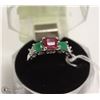 Image 1 : #91 RUBY,EMERALD,CZ RING
