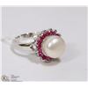 Image 1 : #97 AKOYA PEARL ,RUBY RING