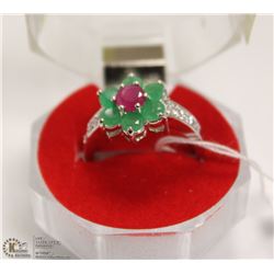 #85 RUBY,EMERALD,CZ RING