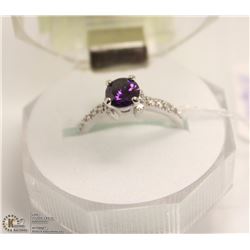 #80 PURPLE AMETHYST & CZ GEMSTONE RING