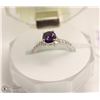 Image 1 : #80 PURPLE AMETHYST & CZ GEMSTONE RING