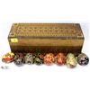 Image 1 : HAND CARVED UKRAINIAN BOX WITH 8 EGGS (PYSANKI)