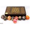 Image 1 : HAND CARVED UKRAINIAN BOX WITH 9 EGGS (PYSANKI)