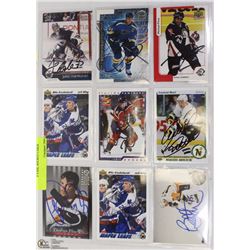 SHEET OF 9 NHL HOCKEY CARDS SIGNED