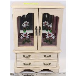 VINTAGE WOOD JEWELLERY CABINET WITH