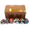 Image 1 : UKRAINIAN WOOD BOX WITH 6 EGGS (PYSANKI)