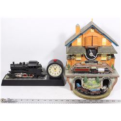 TWO TRAIN THEMED CLOCKS INCLUDING: