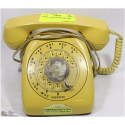 VINTAGE YELLOW ROTARY DIAL PHONE