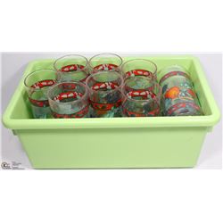 BIN OF FRUIT DESIGN DRINKING GLASSES