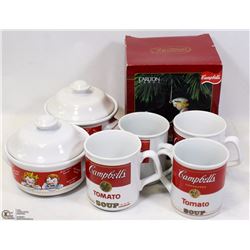 FLAT OF CAMPBELL'S SOUP COLLECTIBLE MUGS BOWLS AND