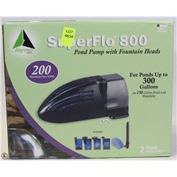 ALGREEN SUPERFLO 800 POND PUMP WITH FOUNTAIN