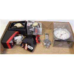 FLAT OF VARIOUS WATCHES & ALARM CLOCK