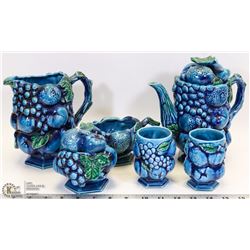 VINTAGE INARCO INDIGO BLUE MOOD FRUIT MOTIF SET