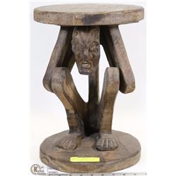 VINTAGE HAND CARVED WOOD PERSON TABLE