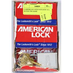 6 AMERICAN LOCK PADLOCKS ALL KEYED THE SAME