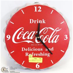 METAL DRINK COCA COLA CLOCK REG U.S PAT 14"D