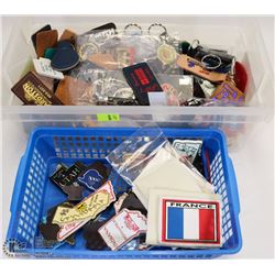 LOT OF ASSORTED KEYCHAINS, PATCHES AND MAGNETS