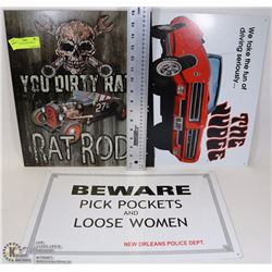 LOT OF 3 COLLECTIBLE METAL SIGNS