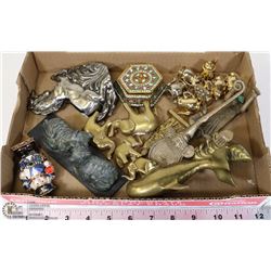 FLAT OF BRASS ITEMS ELEPHANT, MINIATURE