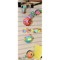 HANDCRAFTED AND PAINTED FISH MOBILE. MADE FROM