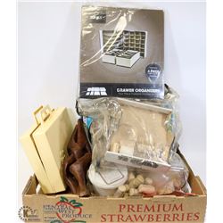 FLAT OF MISC ITEMS INCLUDING A NEW BUBBLE PLAY KIT