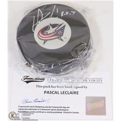 120) PASCAL LECLAIRE HAND-SIGNED PUCK WITH COA