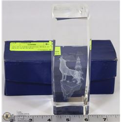 163) 3D LASER GLASS WOLF AND MOON NEW IN BOX