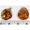 Image 1 : STERLING SILVER AND AMBER PENDANTS LARGE