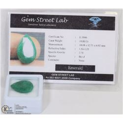 261) EMERALD 10.80CT WITH COA