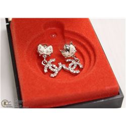 REPLICA CHANEL CUBIC ZIRCONIA EARRINGS, WHITE