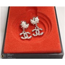 REPLICA CHANEL CUBIC ZIRCONIA EARRINGS, WHITE