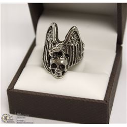 MEN'S EAGLE & SKULL HEAD RING - SIZE 9