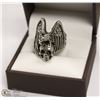Image 1 : MEN'S EAGLE & SKULL HEAD RING - SIZE 9
