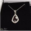 Image 1 : #7 GENUINE GARNET PENDANT,CZ & NECKLACE