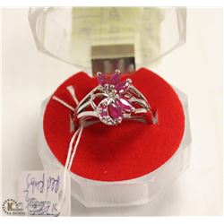 #57 RED RUBY,CZ GEMSTONE RING