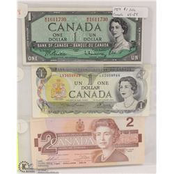 LOT WITH 1986 $2 BILL, 1973 $1 BILL, AND