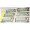 Image 1 : LOT OF 6 1967 CANADIAN $1 BILLS