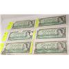 Image 1 : LOT OF 6 CANADIAN $1 BILLS SOME UNCIRCULATED