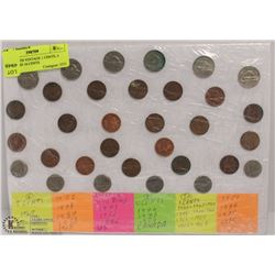 SHEET WITH VINTAGE 1 CENTS, 5 CENTS AND 10 CENTS