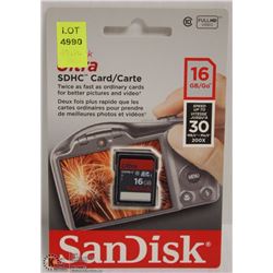 NEW SANDISK ULTRA 16GB SD CARD