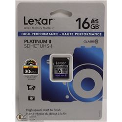 NEW LEXAR PLATINUM II 16GB SD CARD
