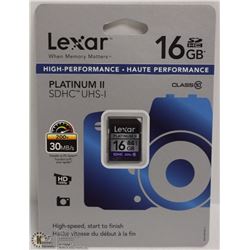 NEW LEXAR PLATINUM II 16GB SD CARD