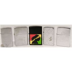 57) BAG OF VINTAGE ZIPPO LIGHTERS TOTAL 5