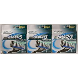 134) GILLETTE MACH3 TURBO TOTAL 24 CARTRIDGES