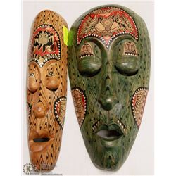 2 PAINTED WOODEN MASKS