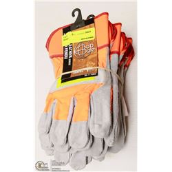 6 PAIRS OF SPLIT LEATHER WORK GLOVES